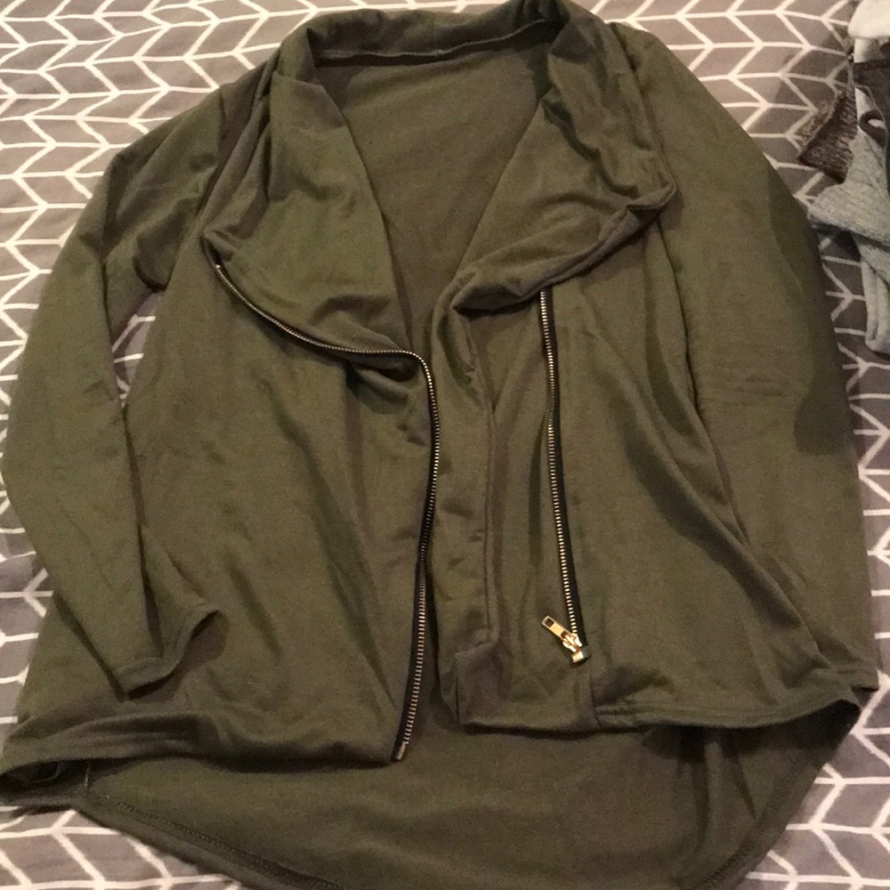 Army green cardigan